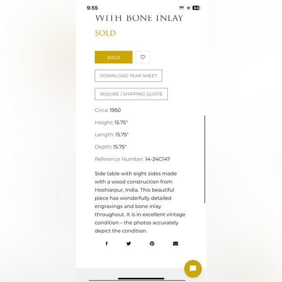 Indian Side Table with Bone Inlay - Picture 9 of 11